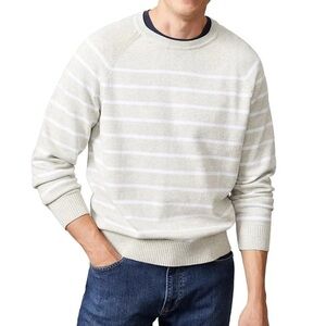 J.McLaughlin Sweater Mens XXL 2XL Knit Cotton Striped Gray White NEW. 826